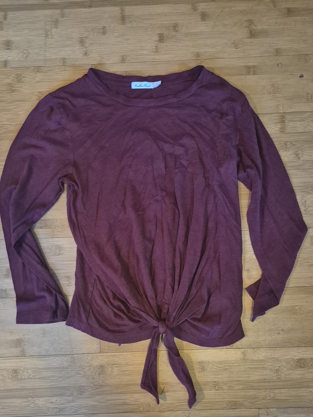 Another Love Women's Long-Sleeve Front-Tie Top in Plum